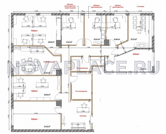 Аренда офиса в бизнес-центре в Москве 210 м2