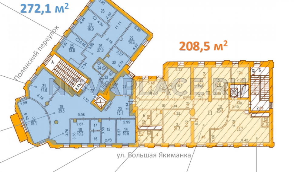 Аренда офиса в административном здании в Москве 208 м2